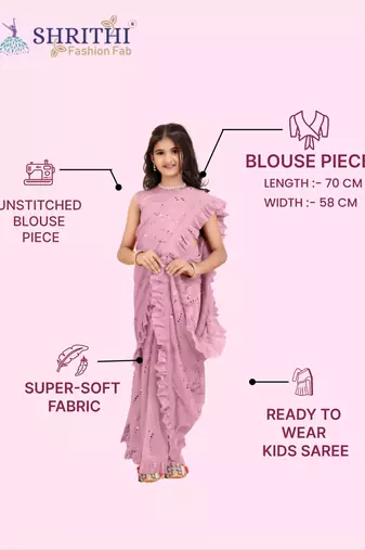 New designer fancy jari ready to wear tikli kid saree with unstitch blouse piece