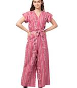 "pavonine" peach color printed crop top and flared palazzo set for girls & women