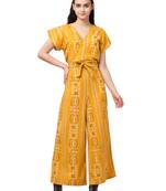 "pavonine" mustard color printed crop top and flared palazzo set for girls & women