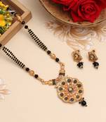 Gold color long mangalsutra with earrings