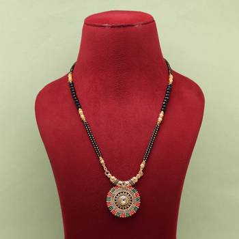 Maroon & green color mint meena long mangalsutra 2