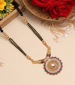 Maroon & green color mint meena long mangalsutra