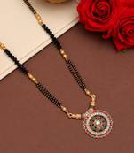 Maroon & green color mint meena long mangalsutra