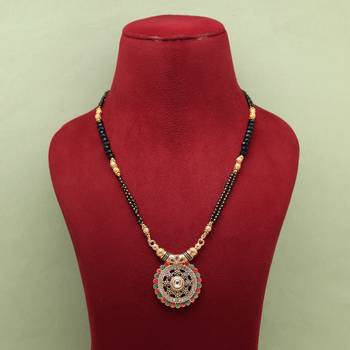 Maroon & green color mint meena long mangalsutra 2