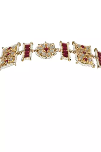 Traditional Floral Kundan Pearl Studded Rajasthani Sheeshphool Matha Patti/Sheeshpatti for Women 