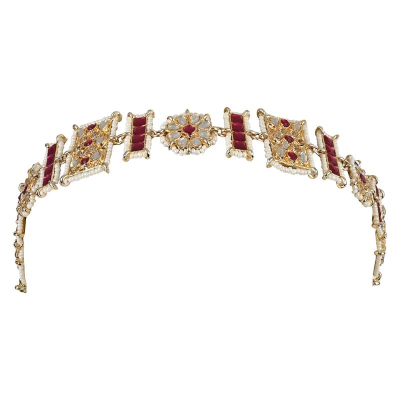 Traditional Floral Kundan Pearl Studded Rajasthani Sheeshphool Matha Patti/Sheeshpatti for Women 