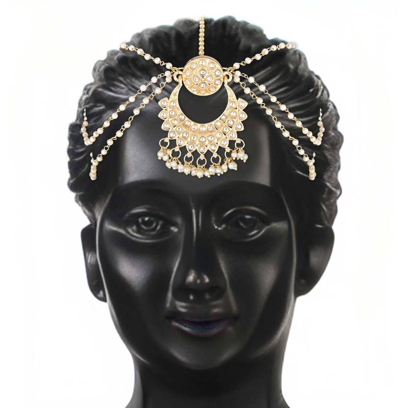 Traditional Floral Kundan Pearl Matha Patti Sheeshpatti For Women/Girls 