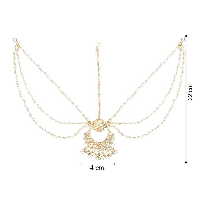 Traditional Floral Kundan Pearl Matha Patti Sheeshpatti For Women/Girls 