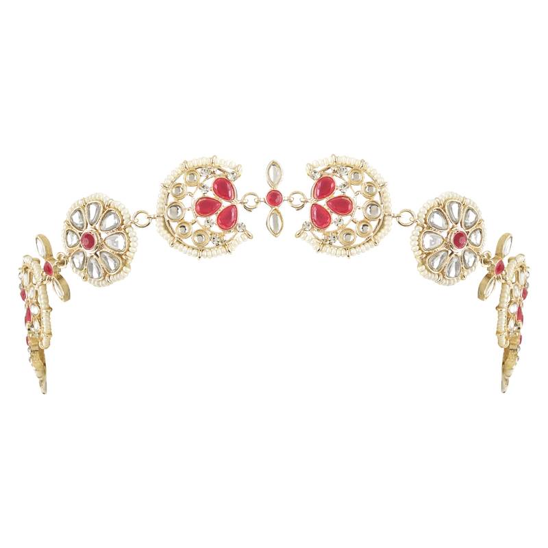 Traditional Floral Kundan Pearl Sheeshphool Matha Patti Sheeshpatti For Women/Girls 