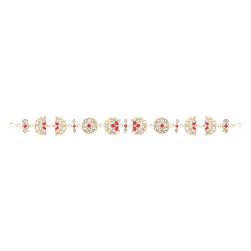 Traditional Floral Kundan Pearl Sheeshphool Matha Patti Sheeshpatti For Women/Girls 