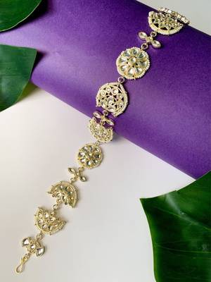 Traditional Floral Kundan Pearl Sheeshphool Matha Patti Sheeshpatti For Women/Girls  1