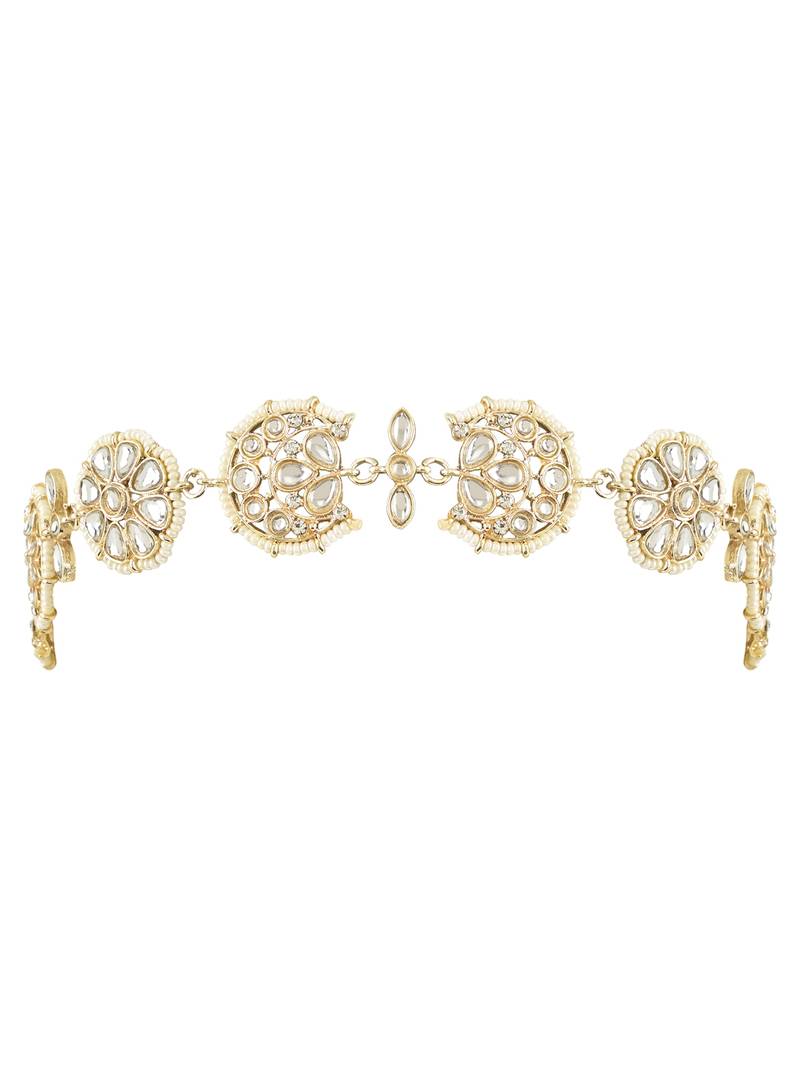 Traditional Floral Kundan Pearl Sheeshphool Matha Patti Sheeshpatti For Women/Girls 