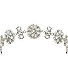 Silver Plated Traditional Floral Kundan Pearl Sheeshphool Matha Patti Sheeshpatti For Women/Girls 