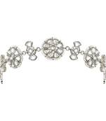 Silver Plated Traditional Floral Kundan Pearl Sheeshphool Matha Patti Sheeshpatti For Women/Girls 