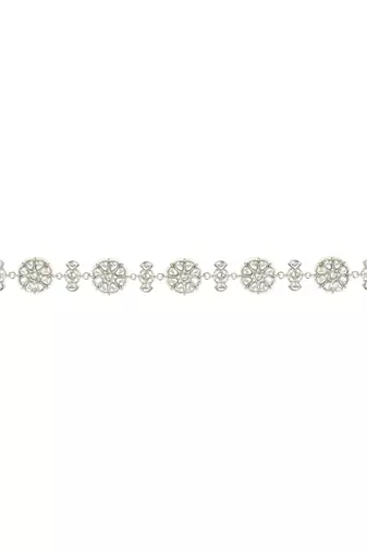 Silver Plated Traditional Floral Kundan Pearl Sheeshphool Matha Patti Sheeshpatti For Women/Girls 