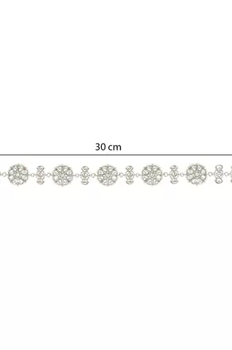 Silver Plated Traditional Floral Kundan Pearl Sheeshphool Matha Patti Sheeshpatti For Women/Girls 