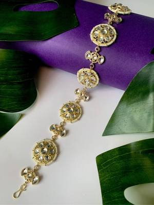 Traditional Floral Kundan Pearl Sheeshphool Matha Patti Sheeshpatti For Women/Girls  1