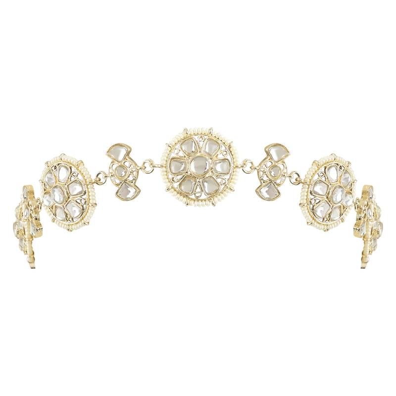 Traditional Floral Kundan Pearl Sheeshphool Matha Patti Sheeshpatti For Women/Girls 