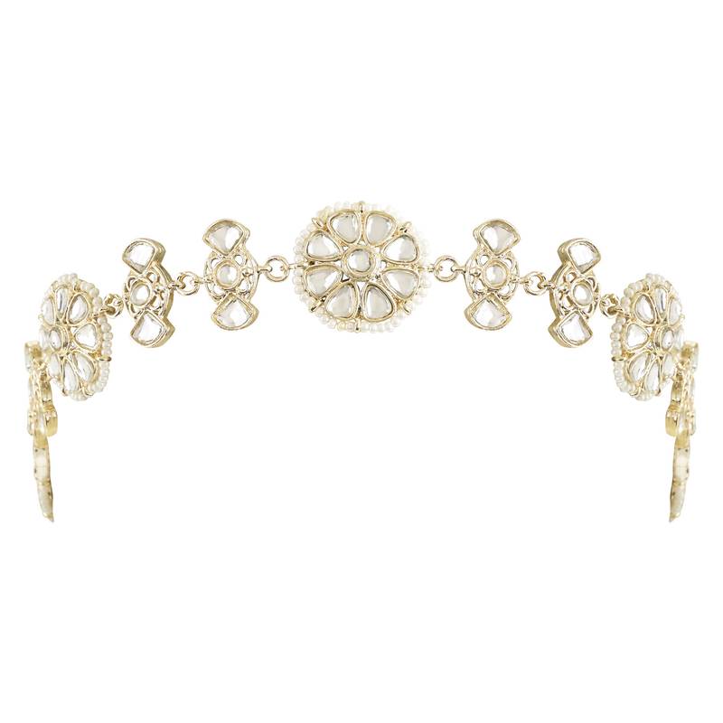 Traditional Floral Kundan Pearl Sheeshphool Matha Patti Sheeshpatti For Women/Girls 