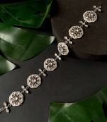 Silver Plated Traditional Floral Kundan Pearl Sheeshphool Matha Patti Sheeshpatti For Women/Girls 