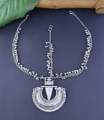 I Jewels Silver Oxidised Mathapatti with Ghungroo Embellishments for Women and Girls (T2121OX)