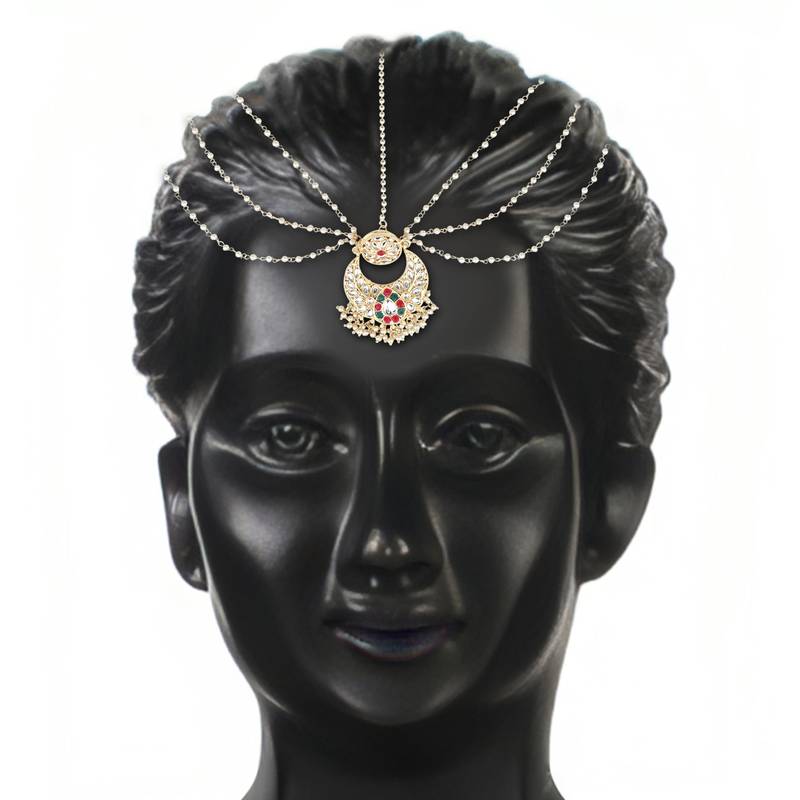 Traditional Floral Kundan Pearl Matha Patti Sheeshpatti For Women/Girls 