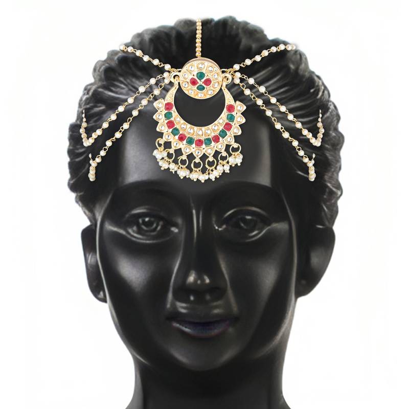 Traditional Floral Kundan Pearl Matha Patti Sheeshpatti For Women/Girls 