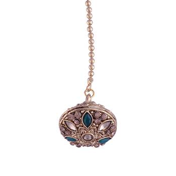 Rajasthani/Rajputi Kundan Pearl Studded Borla Matha Patti Maang Tikka for Women  1