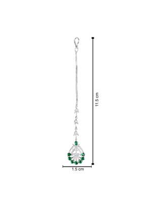 Elegant Silver Plated Beautiful AD & CZ Studded Crystal Maang Tikka for Women and Girls  4