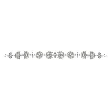 Silver Plated Traditional Floral Kundan Pearl Sheeshphool Matha Patti Sheeshpatti For Women/Girls  3