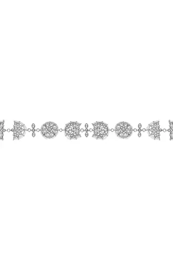 Silver Plated Traditional Floral Kundan Pearl Sheeshphool Matha Patti Sheeshpatti For Women/Girls 