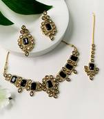 Traditional Kundan & Stone Choker Necklace Jewellery with Earrings & Maang Tikka Set
