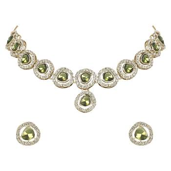 Traditional Handcrafted Stone Kundan Choker Necklace Jewellery Set With Earrings 2