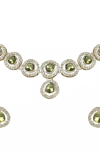 Traditional Handcrafted Stone Kundan Choker Necklace Jewellery Set With Earrings
