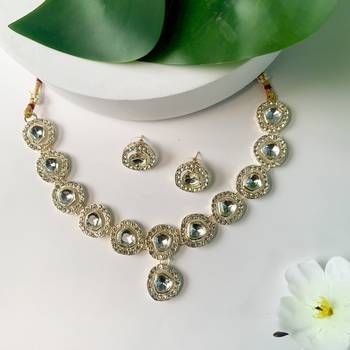 Traditional Stone Choker Necklace Jewellery With Earring Set 1