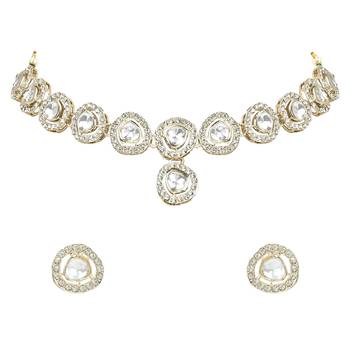 Traditional Stone Choker Necklace Jewellery With Earring Set 2