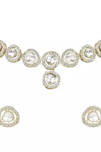 Traditional Stone Choker Necklace Jewellery With Earring Set