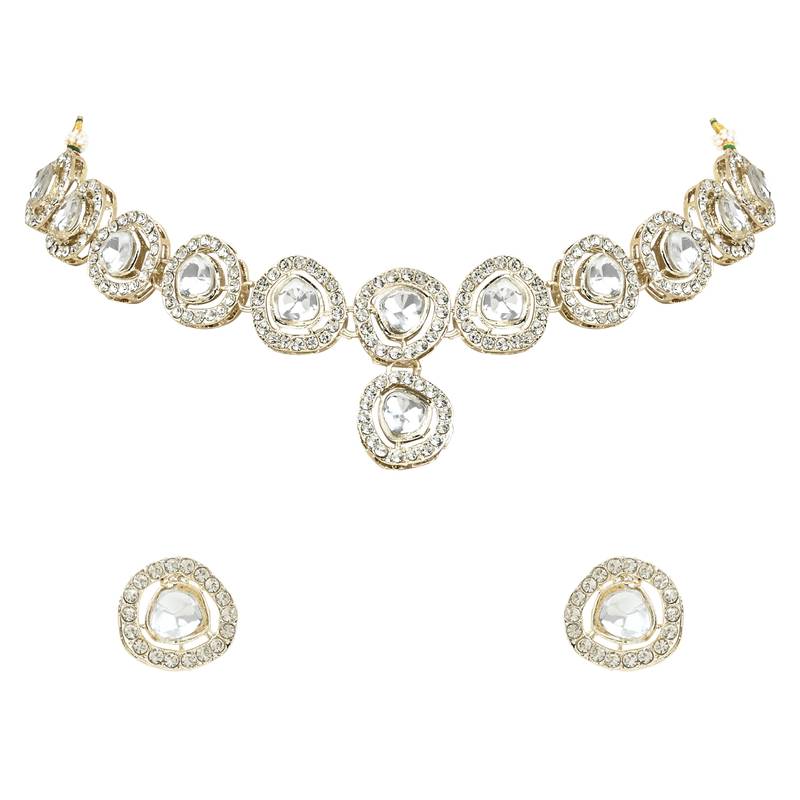 Traditional Stone Choker Necklace Jewellery With Earring Set