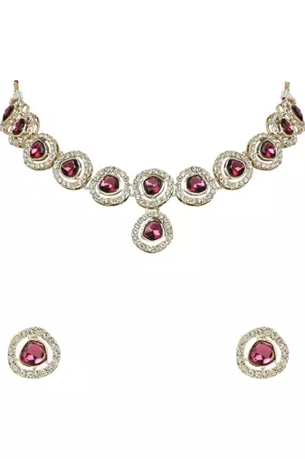 Traditional Stone Choker Necklace Jewellery With Earring Set