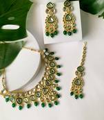 Traditional Pearl Kundan Necklace Jewellery Set With Earring Maang Tikka Set