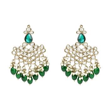 Traditional Kundan Pearl Hanging Choker Necklace Jewellery Set With Earrings & Maang Tikka 4