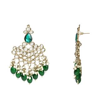 Traditional Kundan Pearl Hanging Choker Necklace Jewellery Set With Earrings & Maang Tikka 5