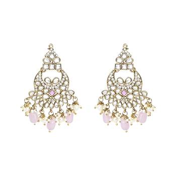 Traditional Kundan Pearl Hanging Choker Necklace Jewellery Set With Earrings & Maang Tikka 4