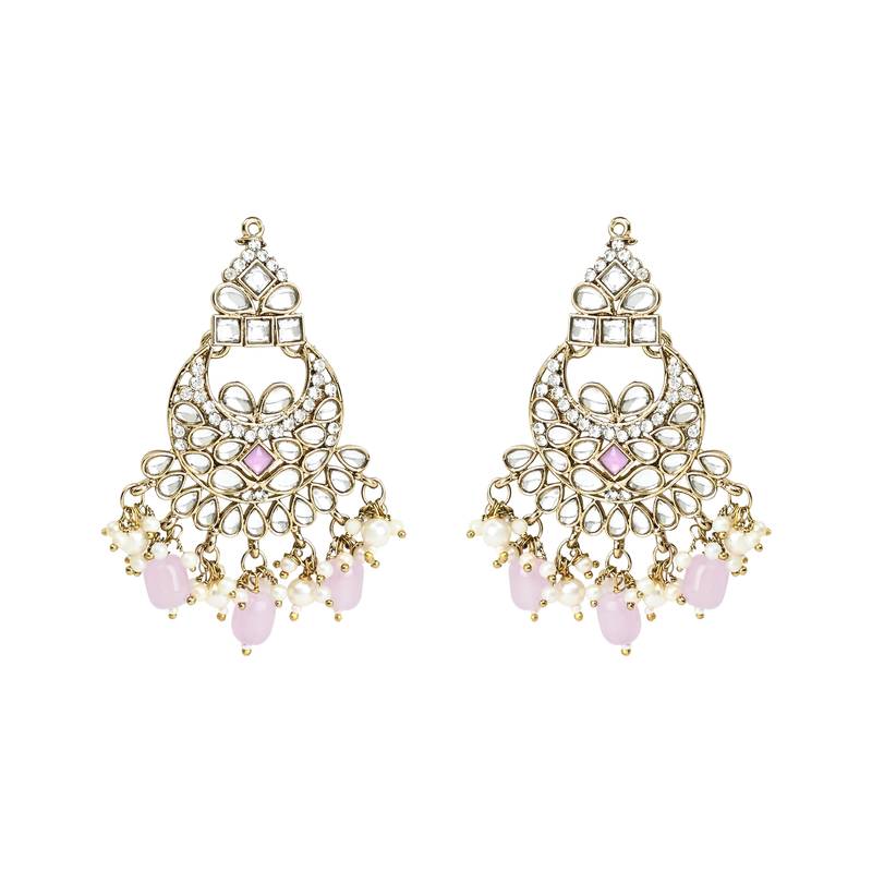 Traditional Kundan Pearl Hanging Choker Necklace Jewellery Set With Earrings & Maang Tikka