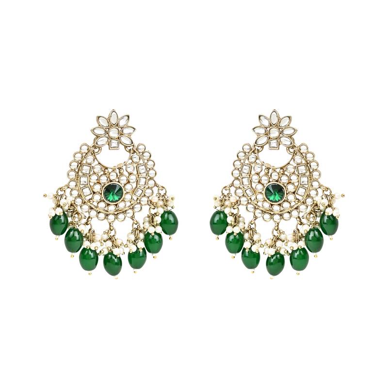 Traditional Kundan Pearl Hanging Choker Necklace Jewellery Set With Earrings & Maang Tikka