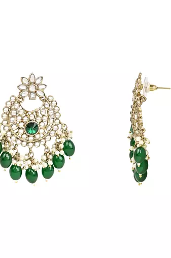 Traditional Kundan Pearl Hanging Choker Necklace Jewellery Set With Earrings & Maang Tikka