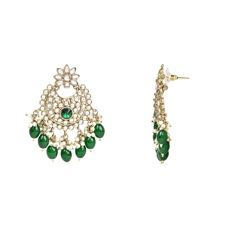 Traditional Kundan Pearl Hanging Choker Necklace Jewellery Set With Earrings & Maang Tikka