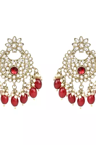 Traditional Kundan Pearl Hanging Choker Necklace Jewellery Set With Earrings & Maang Tikka