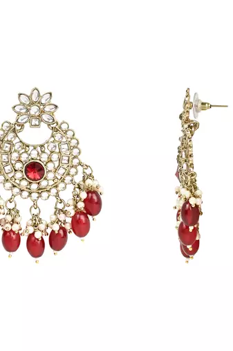 Traditional Kundan Pearl Hanging Choker Necklace Jewellery Set With Earrings & Maang Tikka