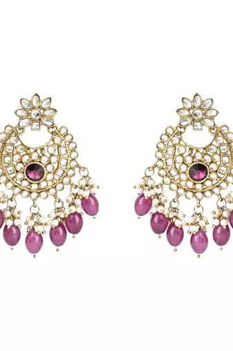 Traditional Kundan Pearl Hanging Choker Necklace Jewellery Set With Earrings & Maang Tikka